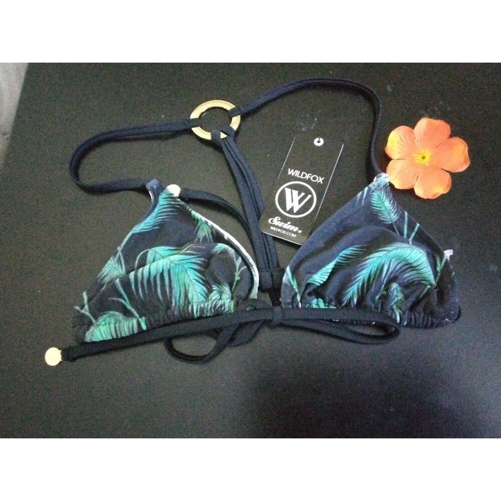 Wildfox Swimwear Bikini Top Reversible Bamboo Triangle Size XS or S